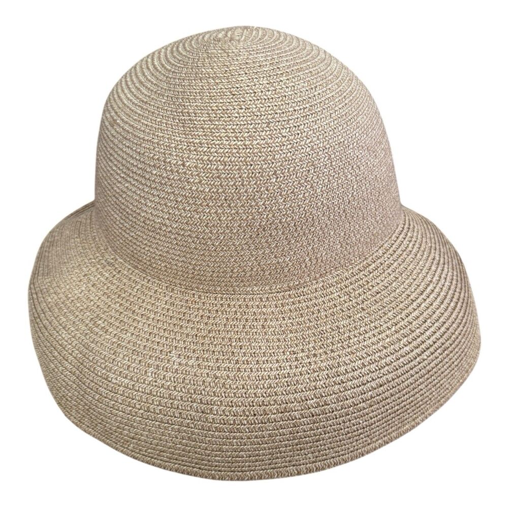 BETMAR NEW YORK Sun Hat Women’s One Size Beige Paper Wide Brimmed Beach Floppy
